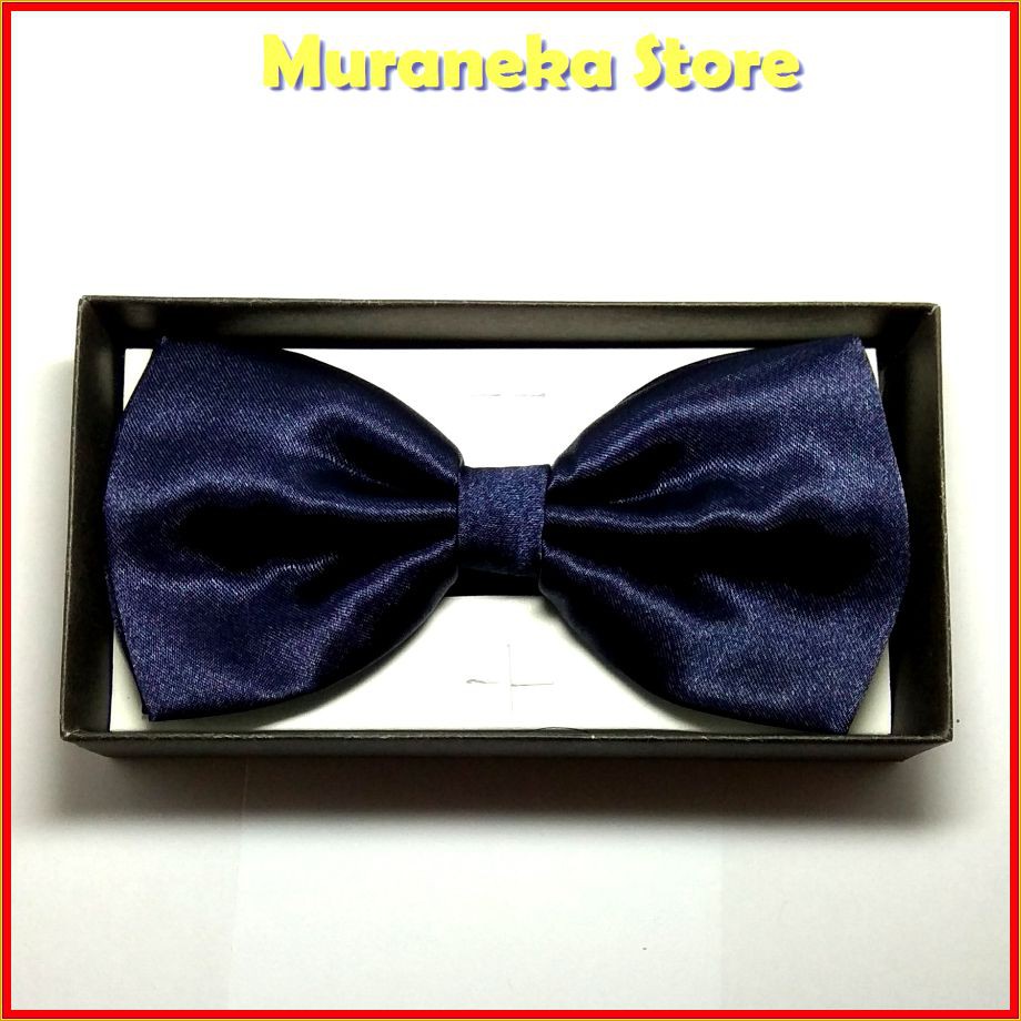 Dasi Kupu BIRU NAVY Polos Pita Setelan Kupu2 BLUE Slim bowtie ori Pengantin Wedding Set Satin Warna