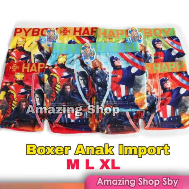 1 Lusin / 12 Pcs CD Boxer Anak Cowok Laki Laki Import Murah