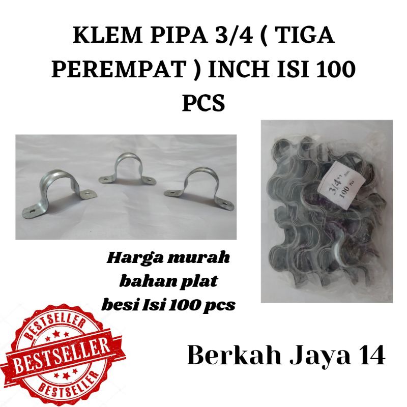 KLEM BESI PLAT PIPA UKURAN 3/4 INCH HARGA MURAH BARANG BERKUALITAS ISI 100 BIJI PER PACK TERLARIS