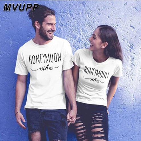 Diskon!!! KAOS COUPLE KADO ULANG TAHUN SOUVENIR VALENTINE BIG SIZE 2XL 3XL 4XL 5XL HONEYMOON VIBES