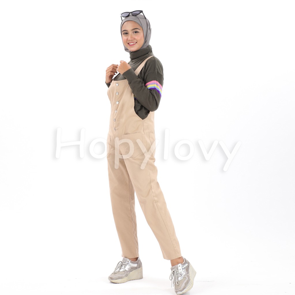 HOPYLOVY - Overall Wanita Bahan Twill Premium Jeje