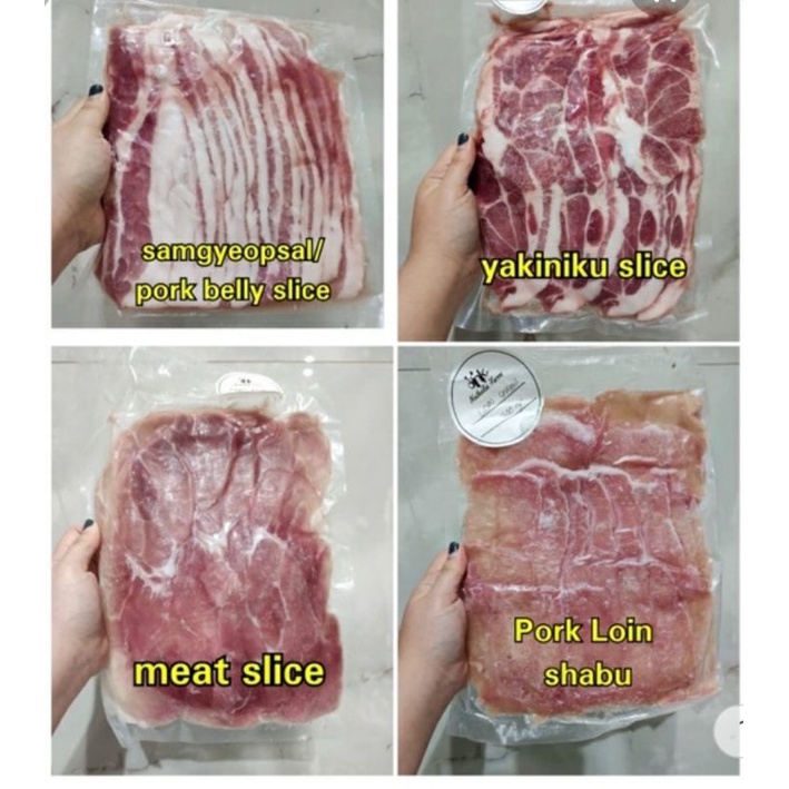 pork slice/ meat slice/ babi slice/ pork belly slice/yakiniku/loin shabu suki 300gr