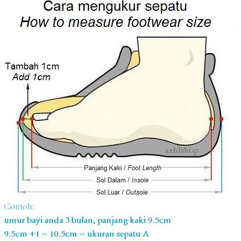 Cara mengukur sepatu anak