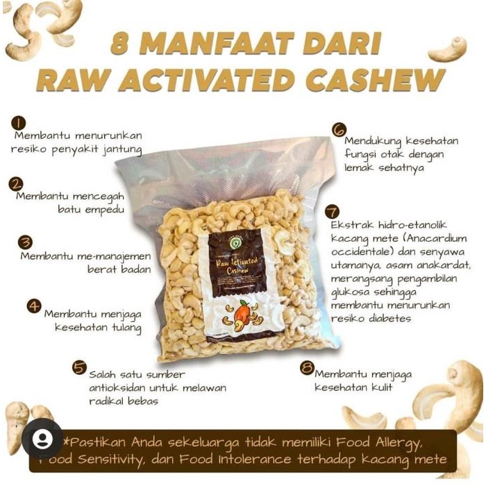 

Raw Activated Cashew (Kacang Mete Mede Mentah) 500gr Ikarie Organic