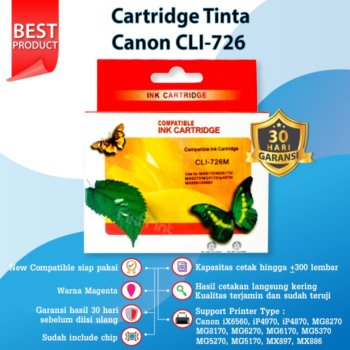 Cartridge Tinta Canon PGI 725 Black CLI 726 Color PGBK CLI 726 Printer iX6560 iP4870 MG5170 MX886