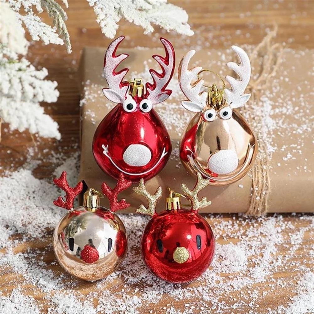 [Elegan] Christmas Decor 2pcs Kreatif Tahun Baru Plating Bola Natal Navidad Elk Pendant