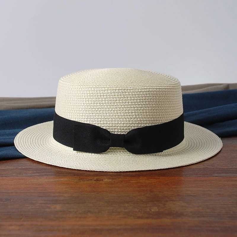 GS8pro Boater hat pork pie hat topi pantai dewasa | Topi Boather Hat DEWASA / Topi bulat dewasa / topi pantai bulat Jiangxihuitian Topi Pantai Panama Summer Sun Beach Straw Hat CW48