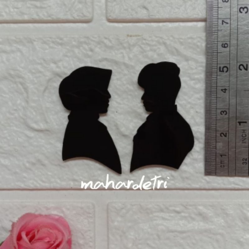 Siluet POLISI dan TNI Couple (sepasang) bahan Akrilik HITAM Laser Cutting Bahan Isi Hiasan Dekorasi 