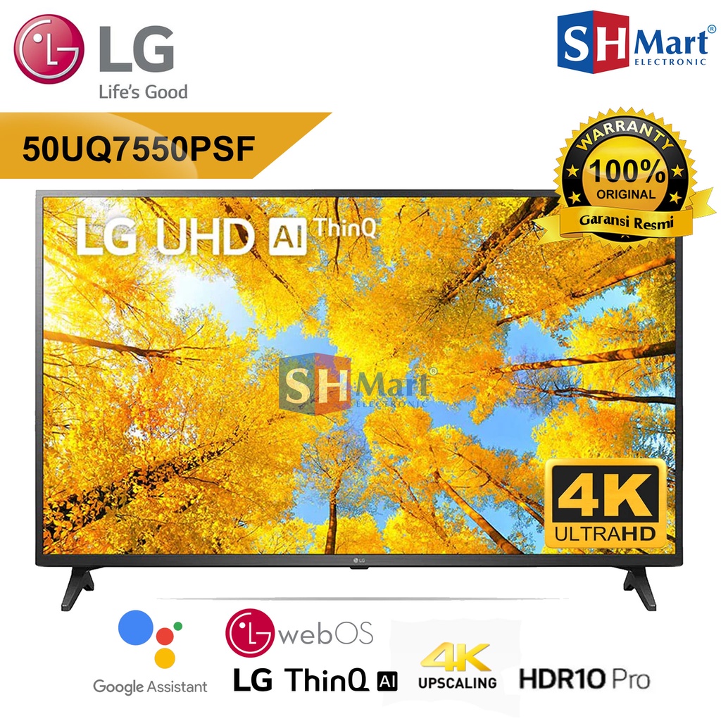 SMART TV LG 50 INCH 50UQ7550 / 50UQ7550PSF UHD 4K HDR THINQ AI NEW 2022 GARANSI RESMI