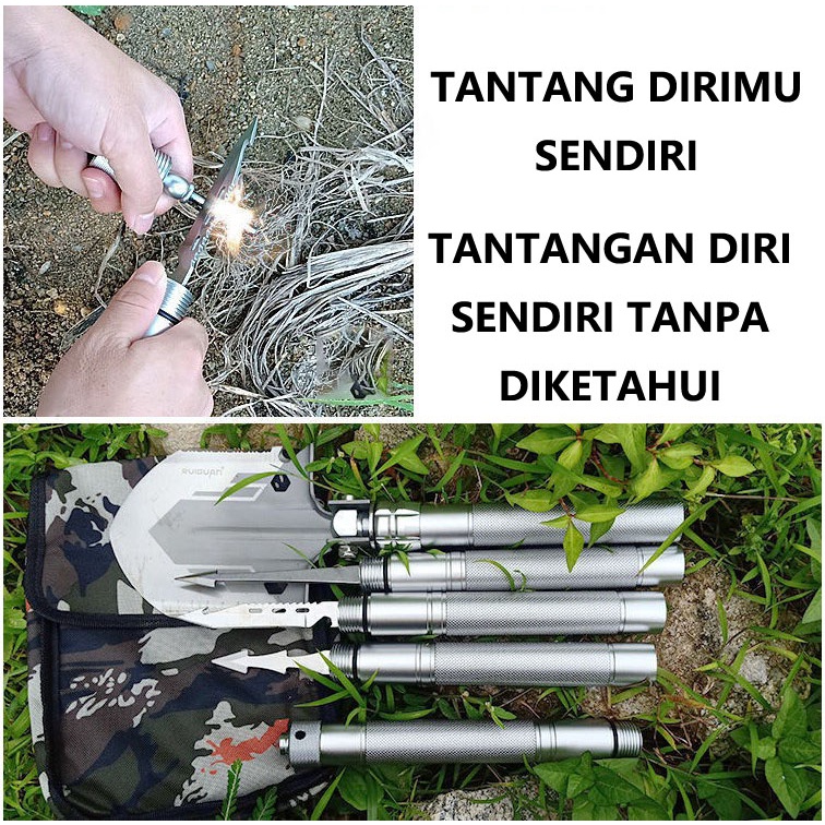 Multi-Fungsi Lipat Sekop Survival Kit Alat Berkebun Berkemah Lipat Serbaguna Sekop