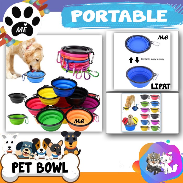 Pet Bowl Travel &quot;PORTABLE LARGE&quot; Tempat Makan Hewan