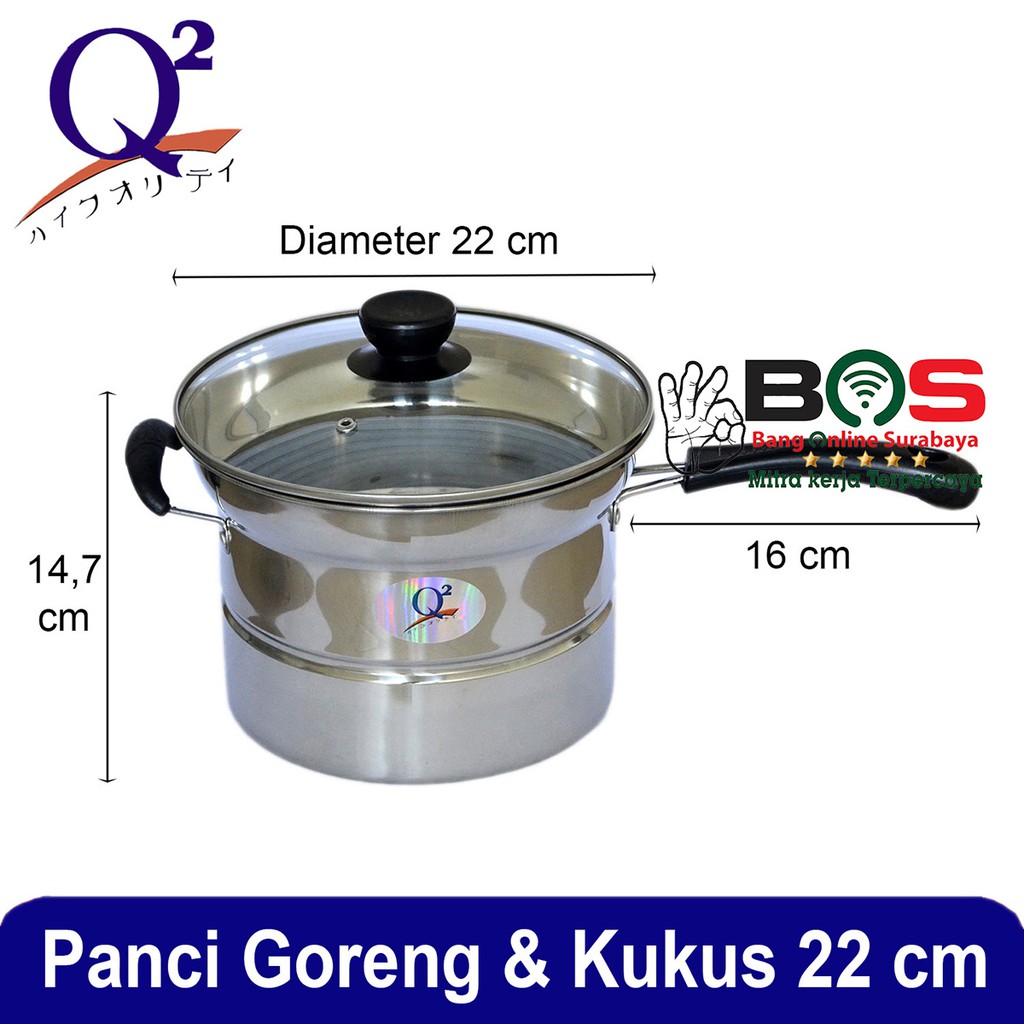 Panci Goreng Kukus 22CM Panci Deep Fry Stainless Q2-218 Q2 218 Q2218