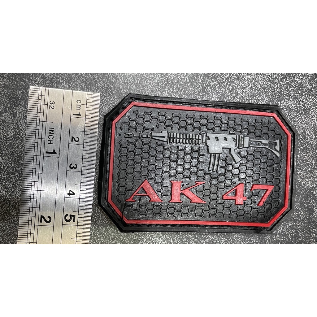 Patch AK47 (Htm Merah) - Patch Velcro AK47 - Prepetan AK47 -  Velcro Karet