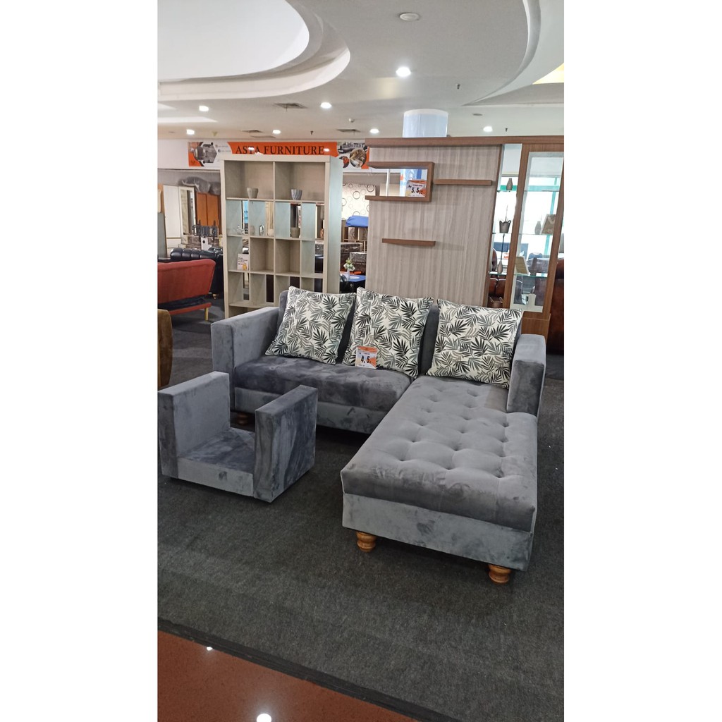 Sofa L Minimalis Abu