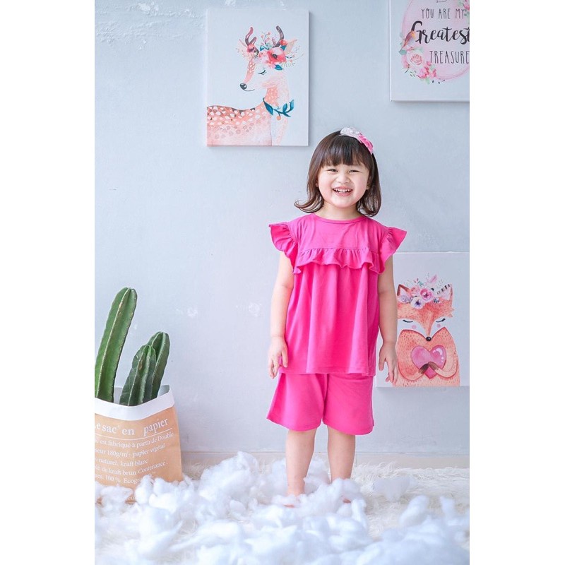 IL- Setelan Playset Kaos Anak Pompom Smilee 1-5Tahun Terlaris | Set Ruffle Anak Perempuan