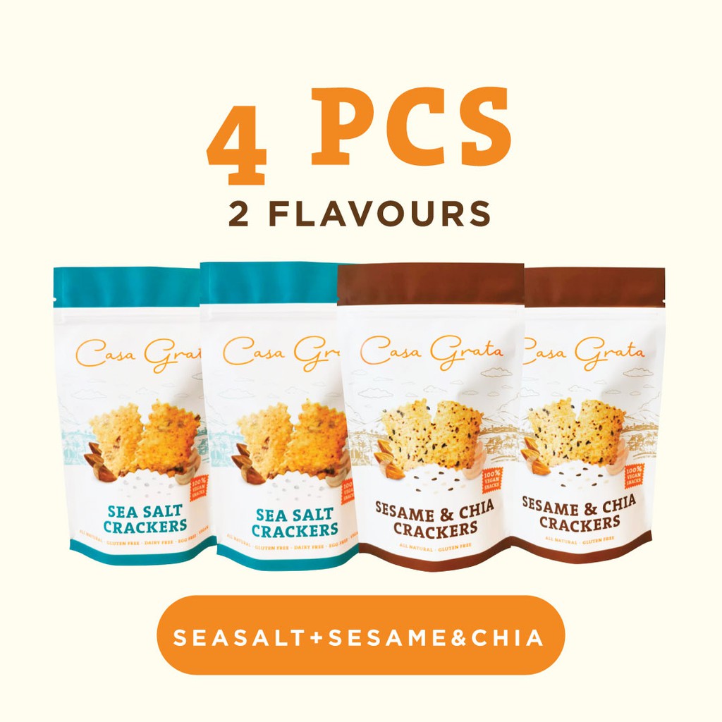 Casa Grata Funtasty 4 B ( Set of 4 Casa Grata Crackers with 2 different flavors)