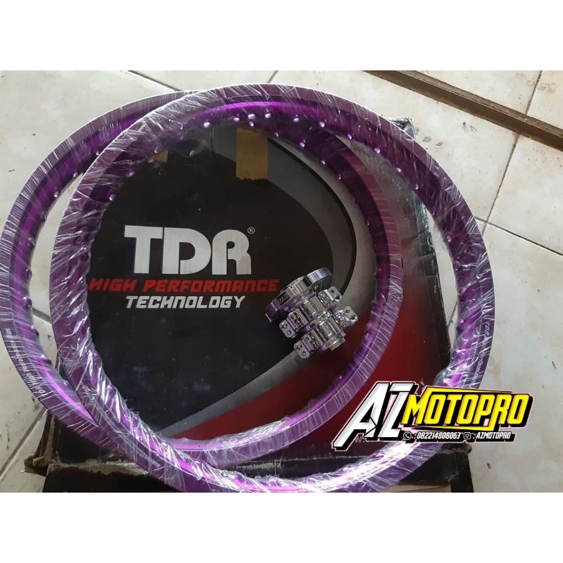 VELG RING TDR PURPLE UNGU 1.60/1.40 SET TROMOL DEPAN BLIMBING TRUSTY YAMAHA NEW