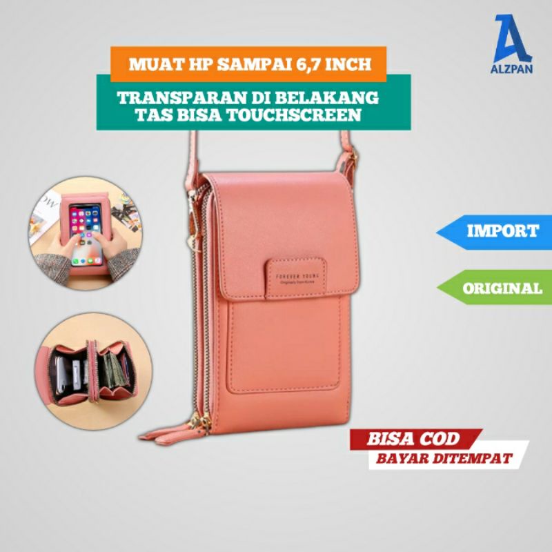 tas dompet hp touchable henpon hape wanita dan uang phone bag tas selempang slempang import terbaru