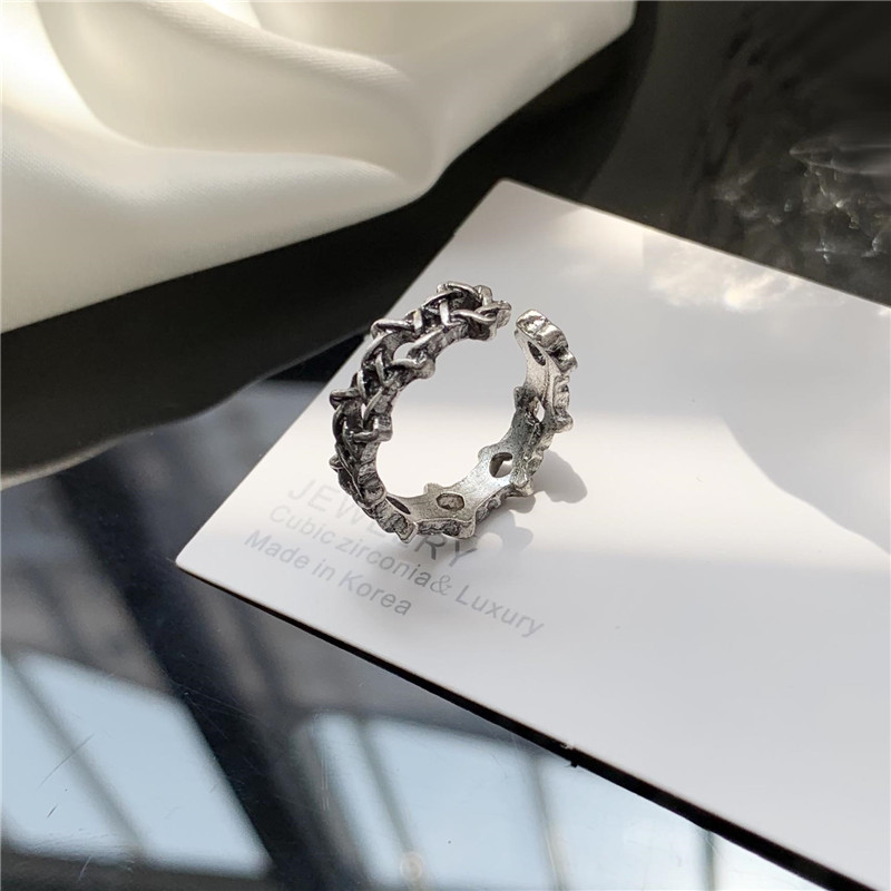 Cincin Hollow Bentuk Bintang Segi Enam Gaya Korea