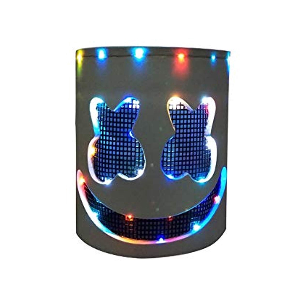Topeng Full Head Marshmello DJ Dengan Lampu LED Untuk Kostum Halloween Cosplay
