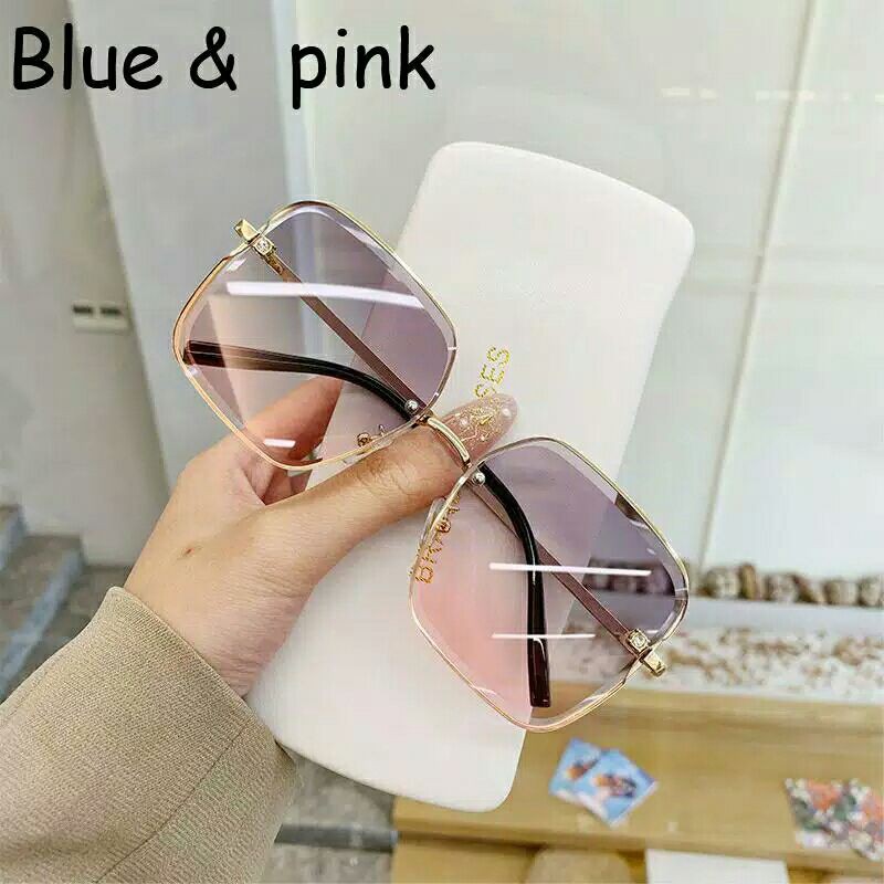 Bayar ditempat Kacamata fashion wanita model kotak bingkai logam