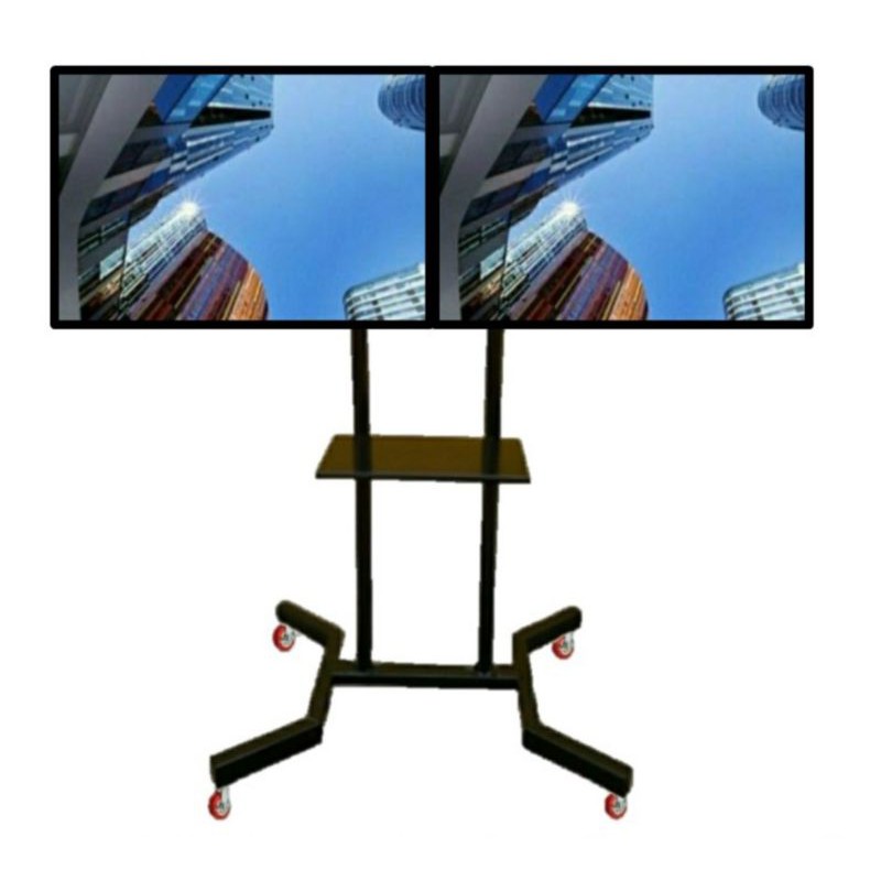 BRAKET TV STANDING 80 75 70 60 55 50 43 42 40 32 24 INCH 2 LAYAR ADJUSTABLE