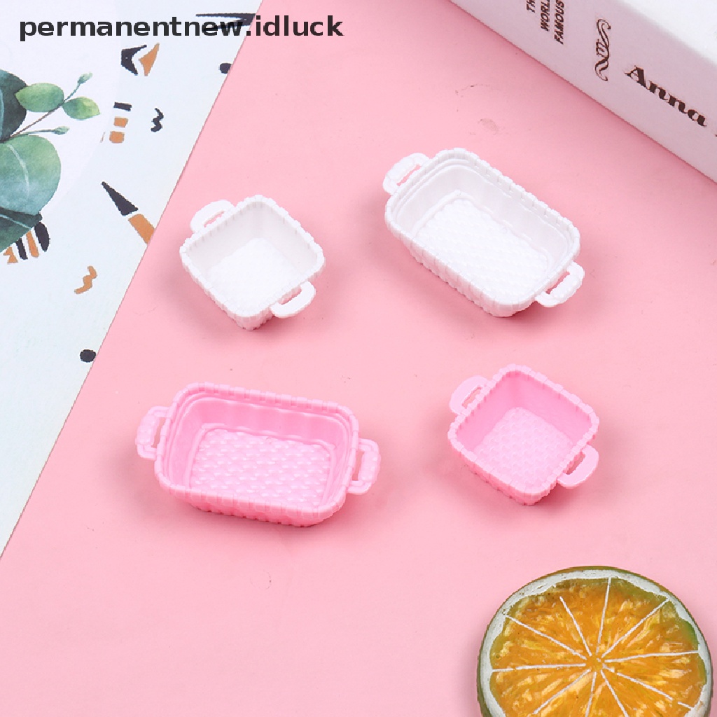 Luckypermanent 4Pcs / Set Mainan Miniatur Keranjang Makanan Untuk Aksesoris Rumah Boneka