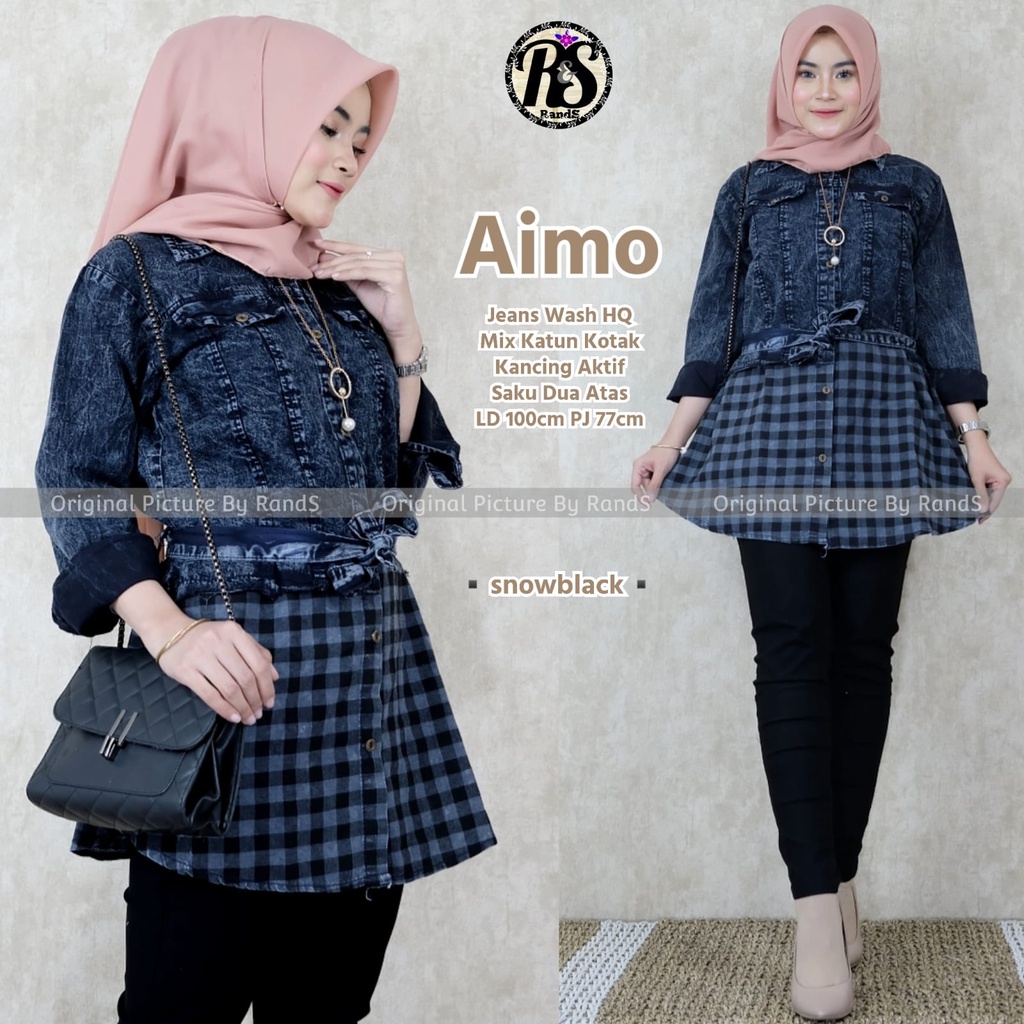 ATASAN TUNIK JEANS WANITA SOFT DENIM PREMIUM FASHION WANITA FULL KANCING BORDIR ASLI