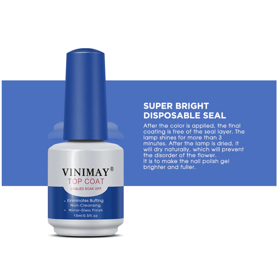 VINIMAY Nail Gel Magic Remover Soak Off Base Matte Top Coat Gel Nail Polish Gelpolish Nail Art Prime