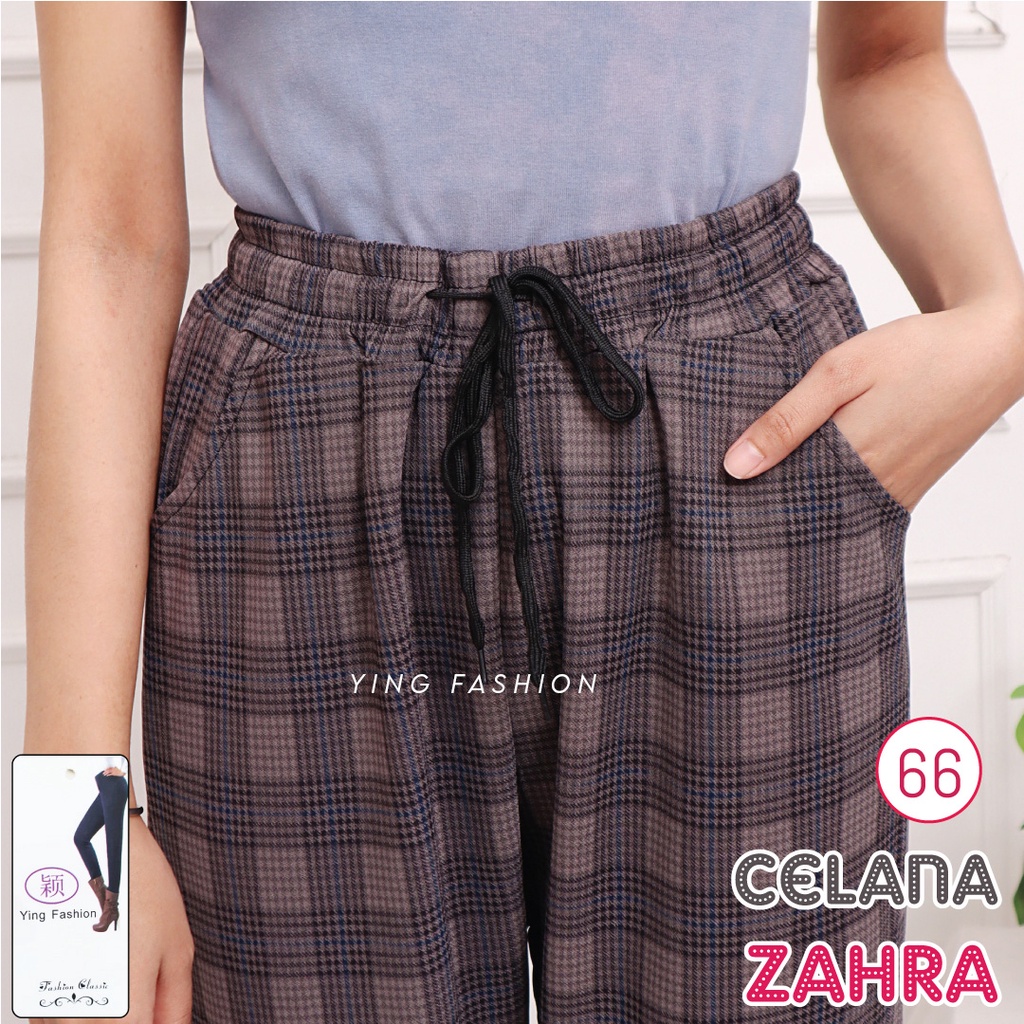 CELANA YING # 66 / CELANA PANJANG WANITA / TARTAN PANTS / celana casual / CELANA SALUR BAHAN KARET / CELANA YING FASHION