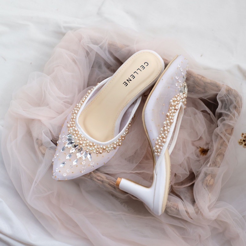 CELLENE Primrose Beads Heels (3warna) / wedding shoes 7cm payet