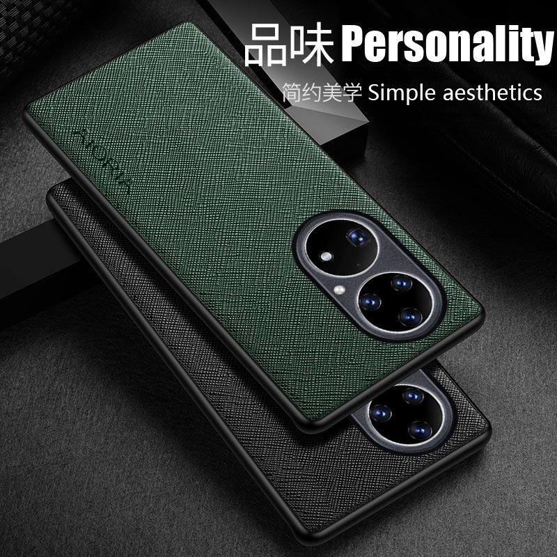 HUAWEI P50 PRO SOFT CASE CANVAS CROSS PATTERN COVER SILICONE SOFTCASE - BLACK