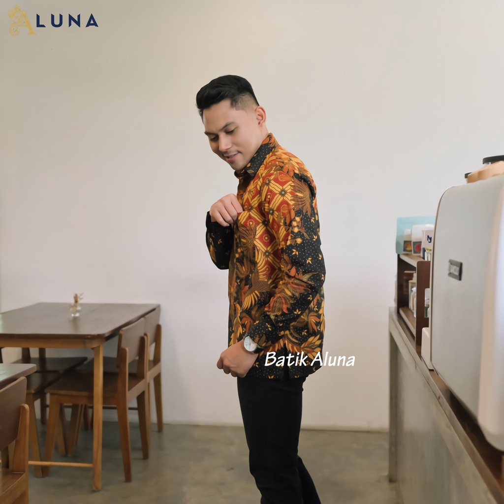 BAJU BATIK PREMIUM PRIA EXCLUSIF LENGAN PANJANG ALUNA KEMEJA BATIK PRIA REGULAR SOLO MODERN PCW 095