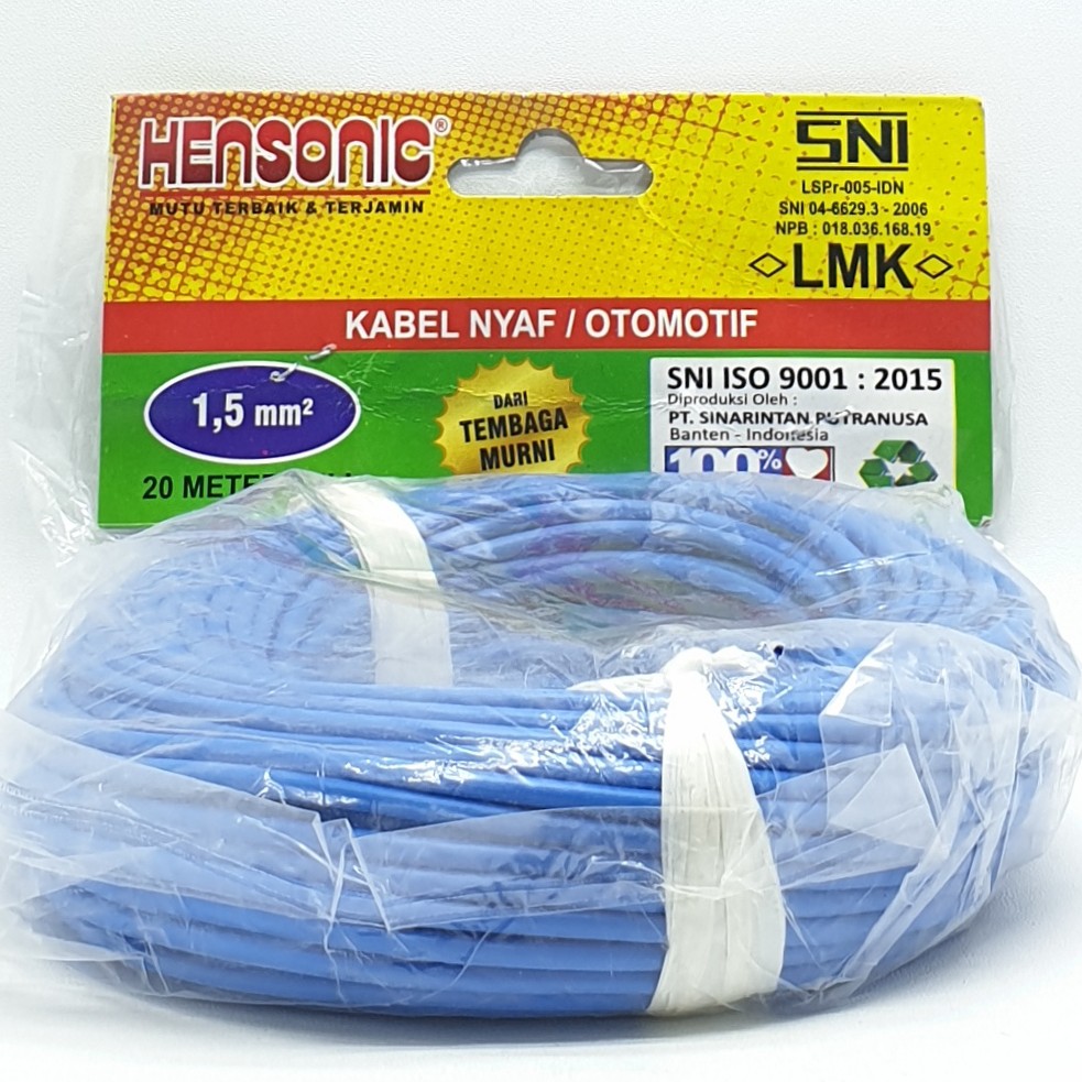 Hensonic NYAF 1,5mm 20M Kabel Listrik Kabel NYAF Kabel Otomotif 1,5mm Serabut SNI LMK 20Mtr Full