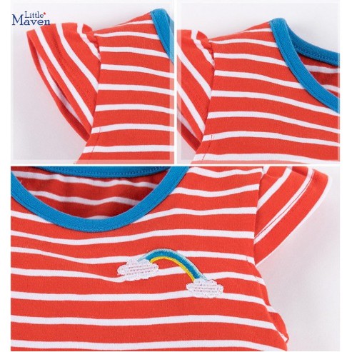 Baju Pakaian Dress Fashion Anak Perempuan LITTLE MAVEN Import S0779 RED AWAN BIRU