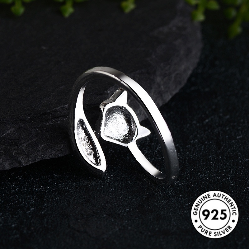 Cincin Sterling Silver 925 Model Binatang Rakun Untuk Wanita