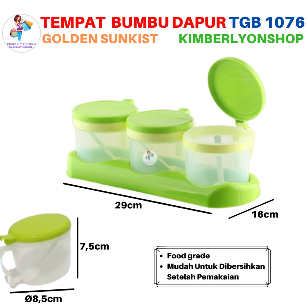 Kimberlyonshop Tempat Bumbu Dapur Garam Bulat TGB 1076 Golden Sunkist