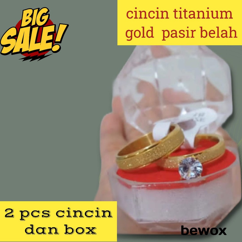 Cincin Couple Titanium ANTI KARAT SELAMANYA harga PROMO Free Box Cincin