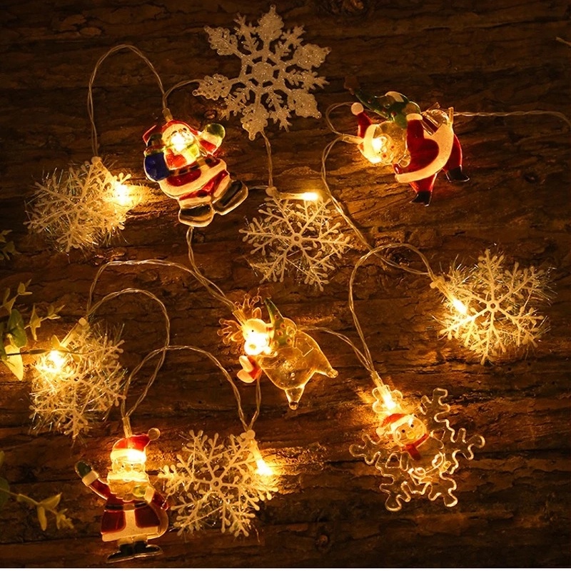 [LED Santa Claus Snowflake String Light] [Battery Powered Christmas Decoration Light for Home, Party]