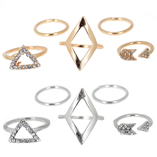 Hu Hu Hu Hu Hu Alat Bantu Pasang Kacamata♡ 5pcs / Set Cincin Buku Jari Aneka Bentuk Warna Silver Gaya Boho Untuk Wanita