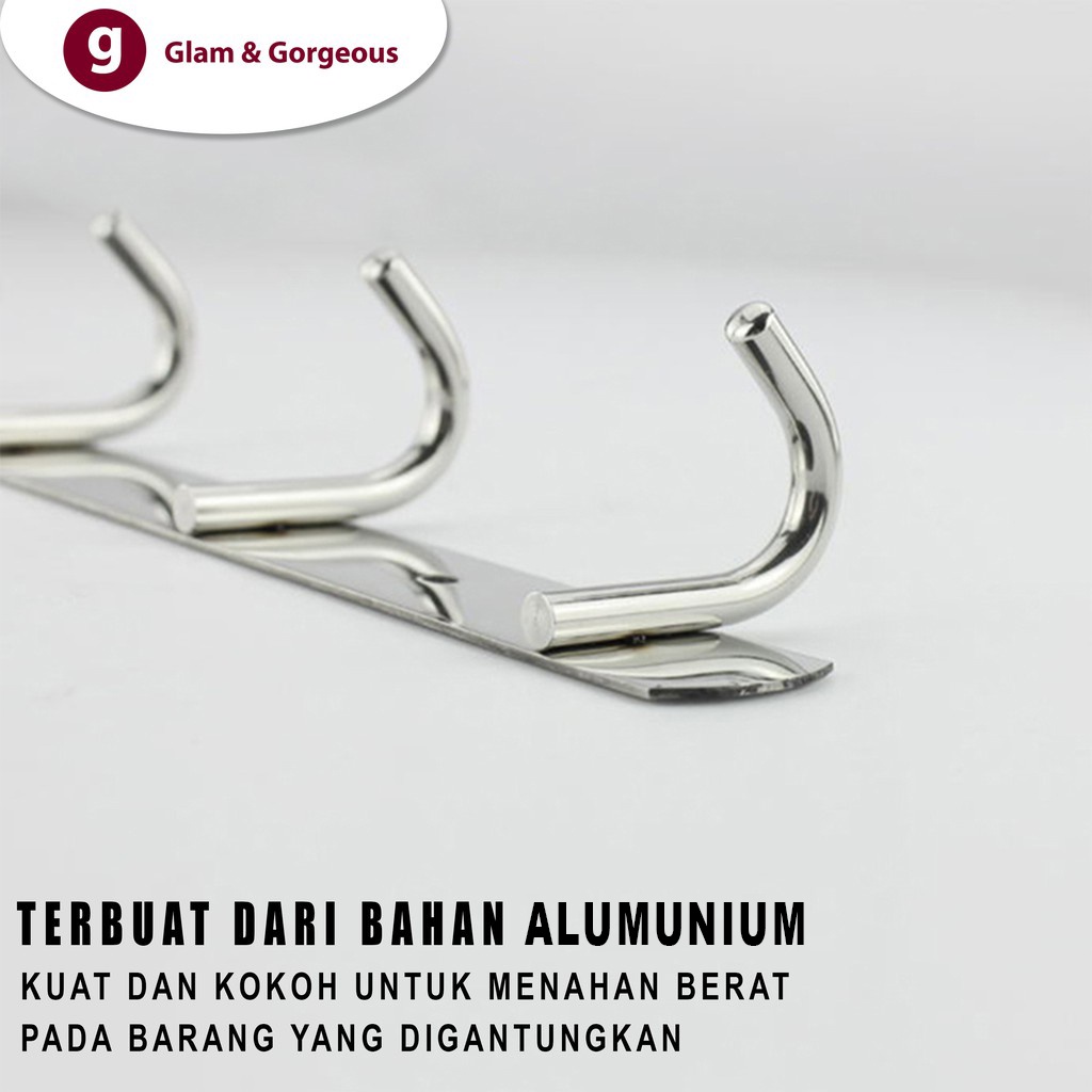 Gantungan Baju Handuk belakang Pintu Kamar Mandi Serbaguna Alumunium Kuat Murah 5 Slot GB005
