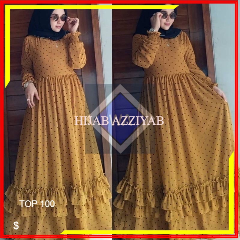 Gamis Andara maxy polka murah / gamis cerruty babydoll / gamis premium / celsia maxy cerruty Jumbo