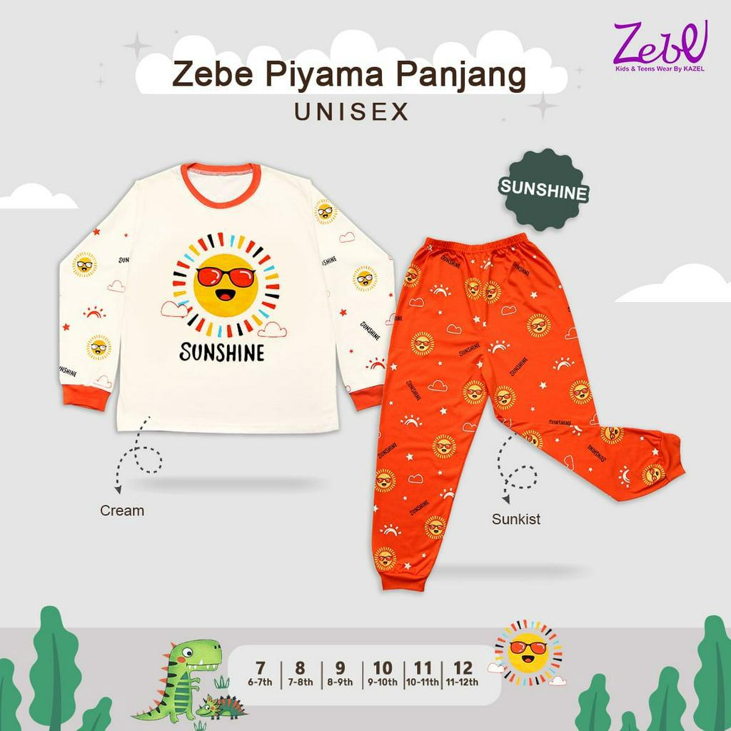 Zebe Setelan Piyama Lengan Panjang Celana Panjang Anak Unisex