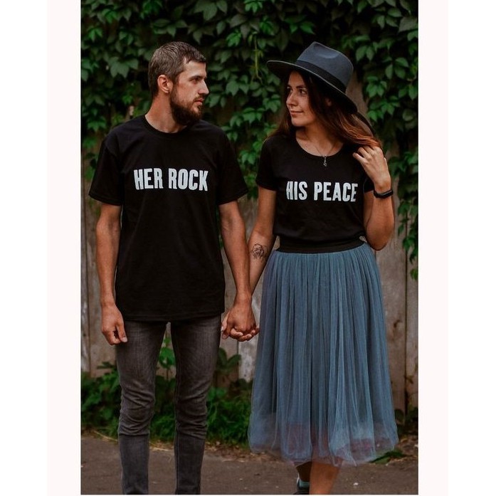 Promo!!! KAOS COUPLE KADO ULANG TAHUN SOUVENIR VALENTINE BIG SIZE 2XL 3XL 4XL 5XL ROCK AND PEACE