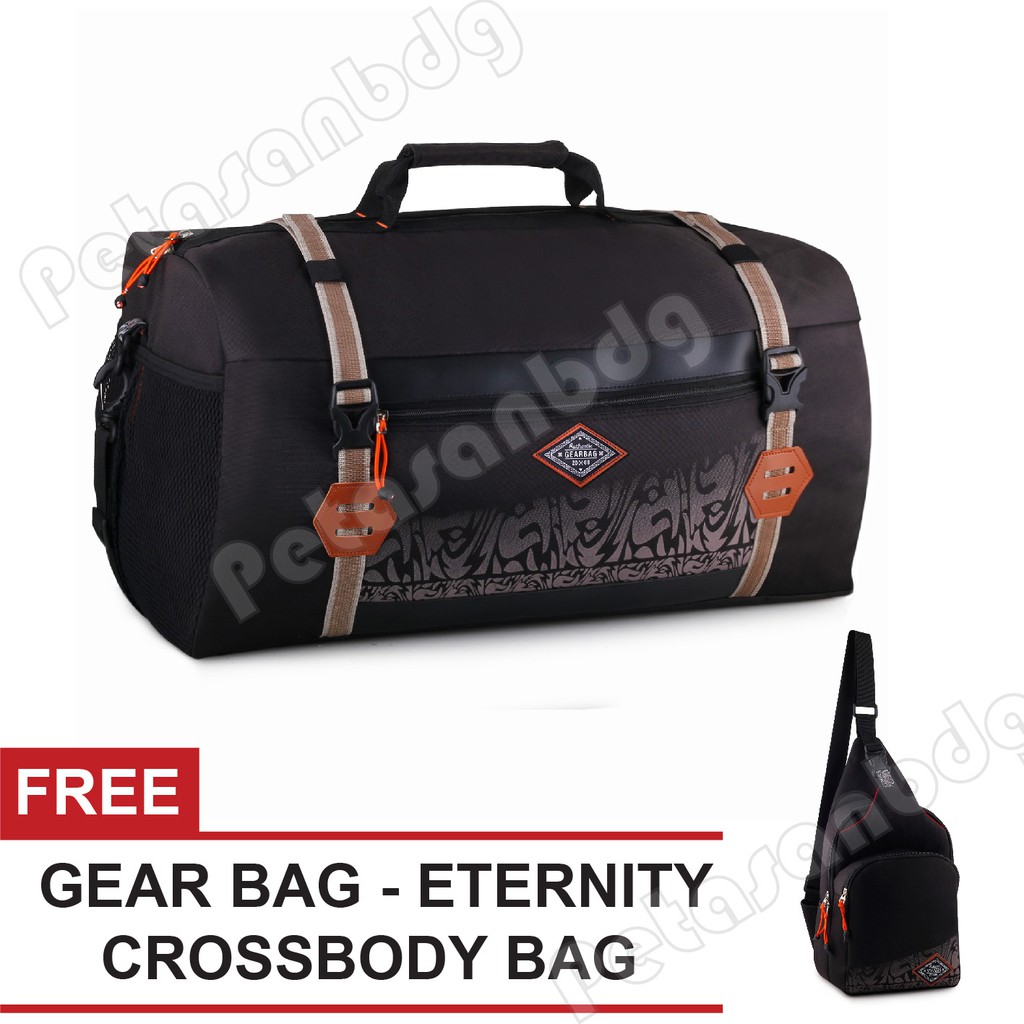 PTS -Gear Bag Eternity Crossover Travel Bag – Duffle Bag  – Black + FREE Eternity Crossbody Bag - Black - Tas Mudik Lebaran