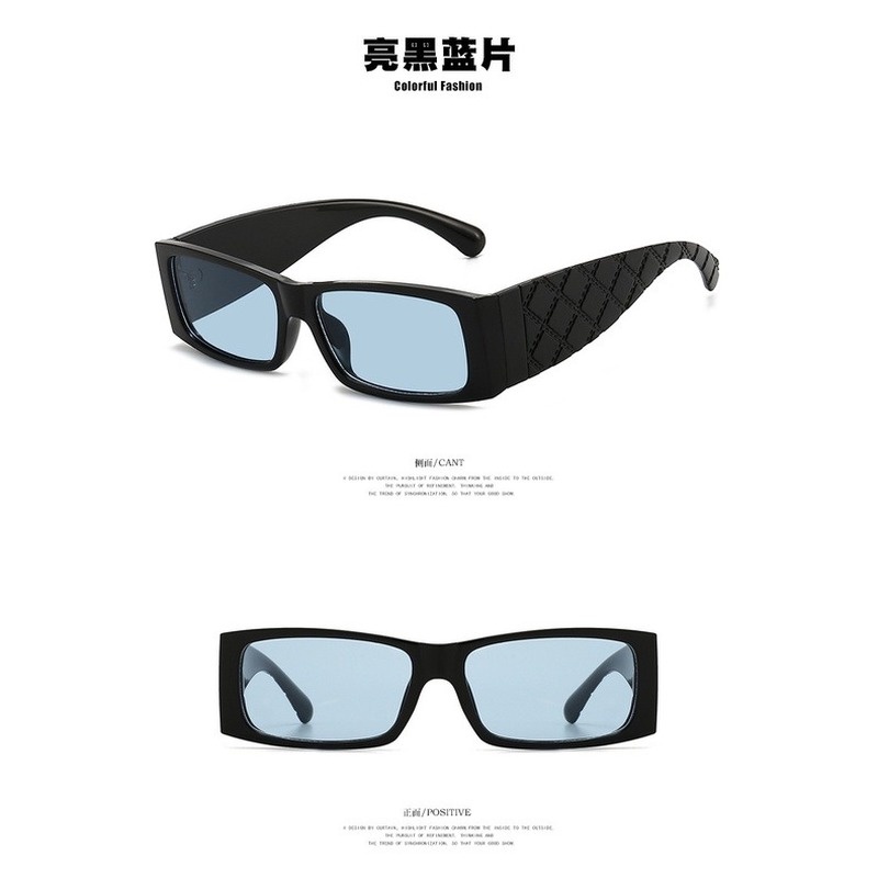 (YUZHU) COD Gaya Barat Rectangle Rhombus Temple Sunglasses untuk Wanita/Pria Nuansa Sempit Kecil untuk Wanita