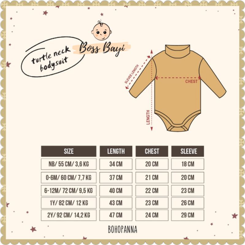 BOHOPANNA - Turtle Neck Bodysuit / Jumper Lengan Panjang Bayi Anak