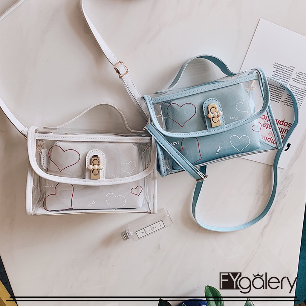FYGALERY FYG1321 TAS SELEMPANG TRANSPARAN MOTIF LOVE TAS 2 