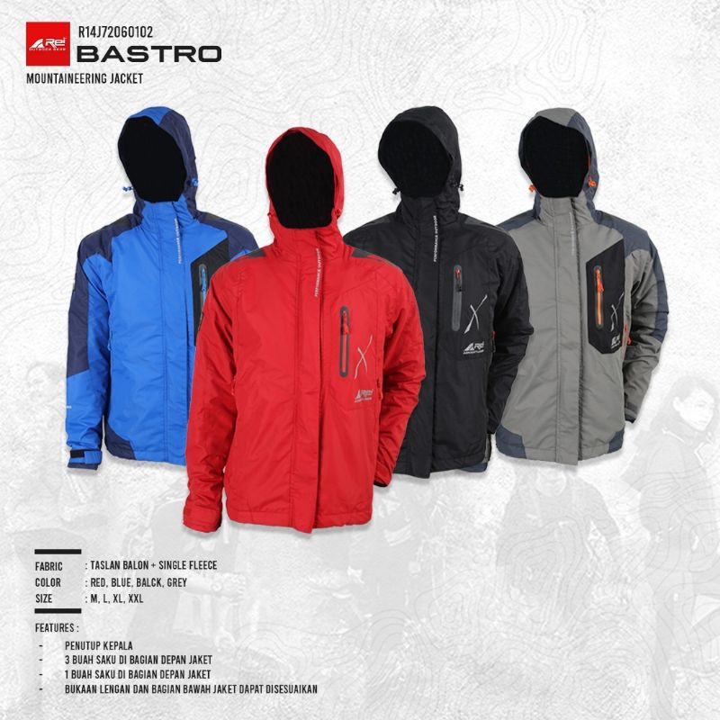 JAKET AREI REI MOUNTAINEERING BASTRO | JACKET WATERPROOF WINDPROOF RIDING GUNUNG POLAR ORIGINAL