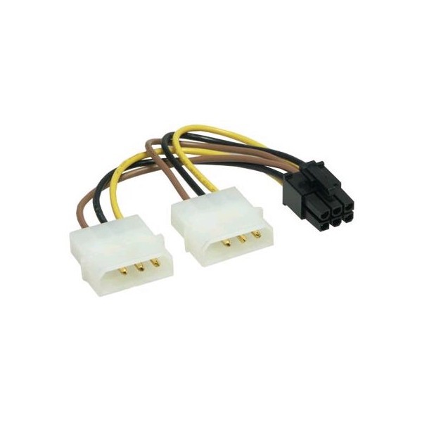 Kabel Konektor Converter Power VGA 6 Pin 6pin To 2 Dual MOLEX 4 Pin